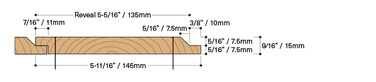 Profile graphic for 1x6x12 Shiplap