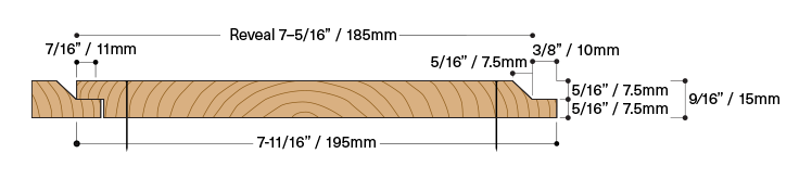 Graphic of 1x8x12 Shiplap Profile