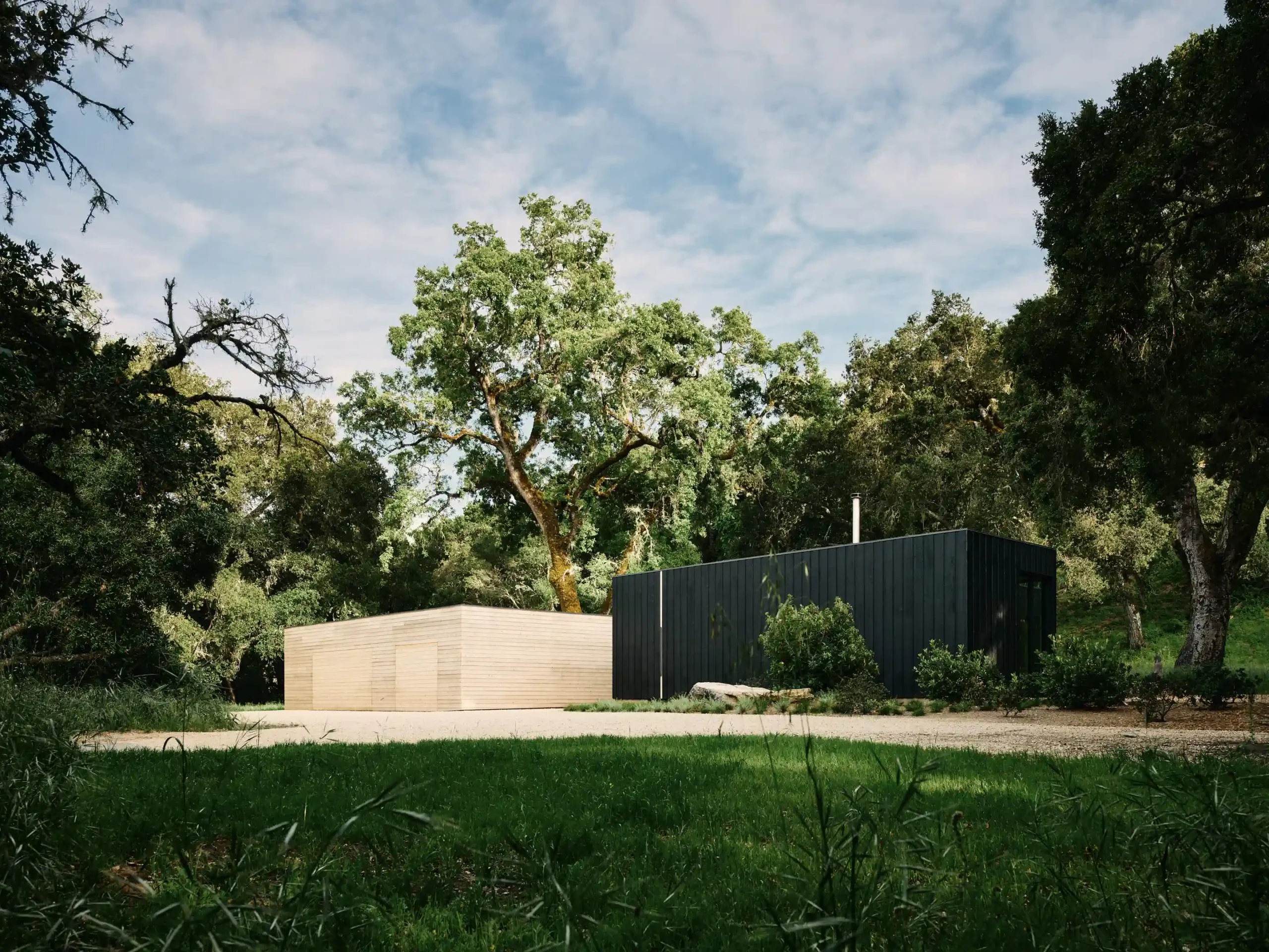 Landscape image of Lot 67 Project in Carmel-by-the-Sea Featuring Gendai® Alkyd Black yakisugi and Sugi Unoiled uncharred Japanese cedar